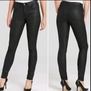 Eileen Fisher Black Wax Skinny Leg Denim Pants 10